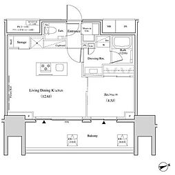 東京メトロ千代田線 北千住駅 徒歩5分の賃貸マンション 13階1LDKの間取り