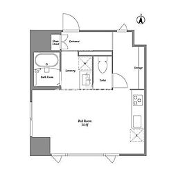 JR東海道新幹線 品川駅 徒歩9分の賃貸マンション 6階ワンルームの間取り