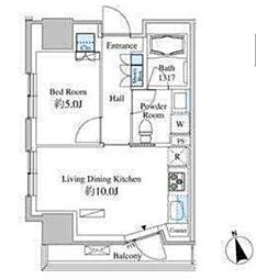JR京浜東北・根岸線 高輪ゲートウェイ駅 徒歩20分の賃貸マンション 13階1LDKの間取り