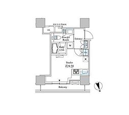 JR山手線 田町駅 徒歩13分の賃貸マンション 11階ワンルームの間取り