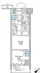 京急本線 立会川駅 徒歩5分の賃貸マンション 6階1DKの間取り