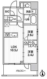 都営大江戸線 新御徒町駅 徒歩1分の賃貸マンション 2階2LDKの間取り