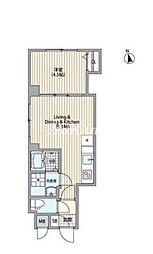 JR山手線 恵比寿駅 徒歩9分の賃貸マンション 1階1LDKの間取り