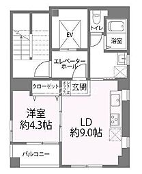 東京メトロ有楽町線 月島駅 徒歩1分の賃貸マンション 4階1LDKの間取り