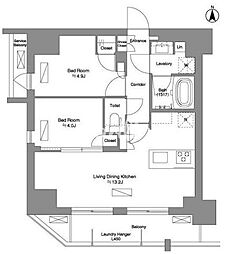 都営大江戸線 新御徒町駅 徒歩3分の賃貸マンション 12階2LDKの間取り