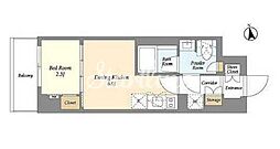 東急大井町線 戸越公園駅 徒歩6分の賃貸マンション 2階1DKの間取り