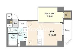 JR総武線 御茶ノ水駅 徒歩8分の賃貸マンション 12階1LDKの間取り