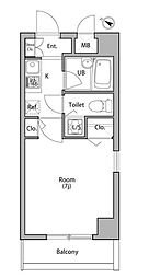 JR総武本線 馬喰町駅 徒歩3分の賃貸マンション 7階1DKの間取り