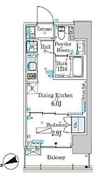 JR山手線 田町駅 徒歩12分の賃貸マンション 4階1DKの間取り