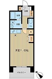 東京メトロ南北線 六本木一丁目駅 徒歩4分の賃貸マンション 5階ワンルームの間取り