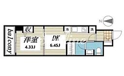 東京メトロ東西線 門前仲町駅 徒歩6分の賃貸マンション 4階1DKの間取り