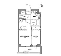 都営浅草線 戸越駅 徒歩10分の賃貸マンション 2階1LDKの間取り