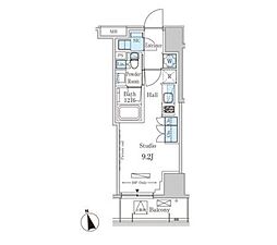 東京メトロ日比谷線 広尾駅 徒歩14分の賃貸マンション 10階ワンルームの間取り