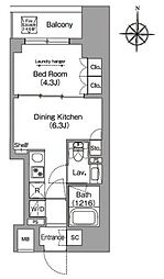 都営浅草線 本所吾妻橋駅 徒歩11分の賃貸マンション 6階1DKの間取り