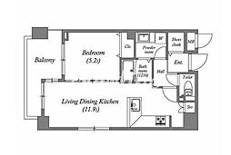 都営三田線 白金台駅 徒歩7分の賃貸マンション 4階1LDKの間取り