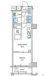 東京メトロ東西線 西葛西駅 徒歩6分の賃貸マンション 6階1DKの間取り