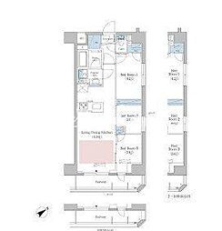 東京メトロ東西線 早稲田駅 徒歩3分の賃貸マンション 3階3LDKの間取り