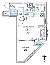 東武亀戸線 亀戸駅 徒歩6分の賃貸マンション 2階1LDKの間取り