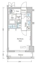 都営大江戸線 清澄白河駅 徒歩4分の賃貸マンション 3階1Kの間取り