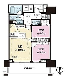 新交通ゆりかもめ 新豊洲駅 徒歩5分の賃貸マンション 11階2LDKの間取り