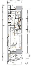 京急空港線 大鳥居駅 徒歩7分の賃貸マンション 2階1Kの間取り