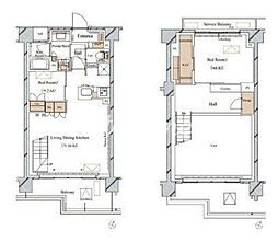 都営浅草線 西馬込駅 徒歩14分の賃貸マンション 6階2LDKの間取り
