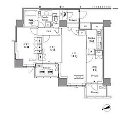 JR山手線 五反田駅 徒歩8分の賃貸マンション 26階3LDKの間取り