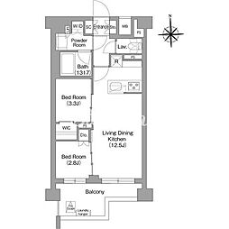 京急本線 大森町駅 徒歩11分の賃貸マンション 5階2LDKの間取り