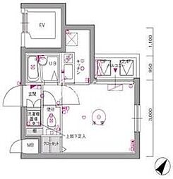 東急目黒線 不動前駅 徒歩9分の賃貸マンション 2階1Kの間取り