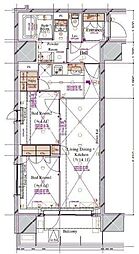 都営大江戸線 蔵前駅 徒歩3分の賃貸マンション 12階2LDKの間取り