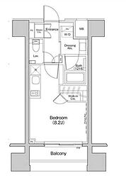 東急池上線 荏原中延駅 徒歩4分の賃貸マンション 9階ワンルームの間取り