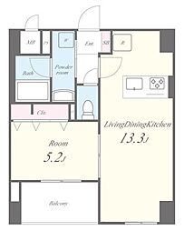 つくばエクスプレス 浅草駅 徒歩14分の賃貸マンション 6階1LDKの間取り
