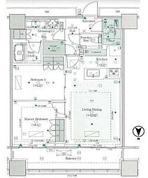 JR山手線 浜松町駅 徒歩6分の賃貸マンション 38階2LDKの間取り