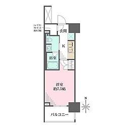 都営三田線 芝公園駅 徒歩3分の賃貸マンション 6階1Kの間取り