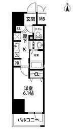 東武亀戸線 亀戸水神駅 徒歩6分の賃貸マンション 15階1Kの間取り
