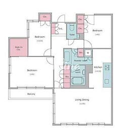 東京メトロ日比谷線 中目黒駅 徒歩12分の賃貸マンション 3階3LDKの間取り