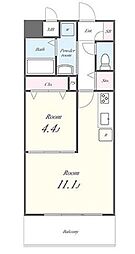 都営新宿線 西大島駅 徒歩18分の賃貸マンション 4階1LDKの間取り