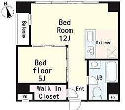東京メトロ東西線 神楽坂駅 徒歩1分の賃貸マンション 6階1LDKの間取り