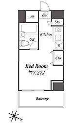 東京メトロ日比谷線 神谷町駅 徒歩6分の賃貸マンション 4階1Kの間取り