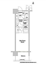 都営新宿線 大島駅 徒歩3分の賃貸マンション 2階1Kの間取り