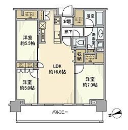 都営三田線 三田駅 徒歩9分の賃貸マンション 7階3LDKの間取り