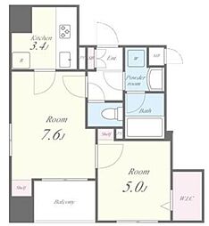 アヴェニール東麻布（AVENIR東麻布） 2階2Kの間取り