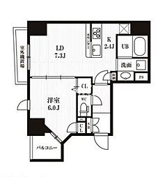 JR山手線 神田駅 徒歩5分の賃貸マンション 4階1LDKの間取り