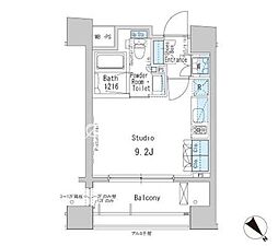 東京メトロ日比谷線 八丁堀駅 徒歩6分の賃貸マンション 6階ワンルームの間取り