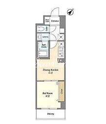 東京メトロ東西線 西葛西駅 徒歩12分の賃貸マンション 4階1DKの間取り