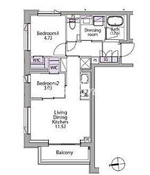 東京メトロ南北線 白金台駅 徒歩8分の賃貸マンション 2階2LDKの間取り