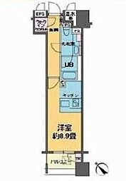 都営大江戸線 築地市場駅 徒歩3分の賃貸マンション 7階ワンルームの間取り