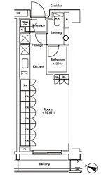 東京メトロ東西線 早稲田駅 徒歩2分の賃貸マンション 4階ワンルームの間取り
