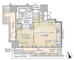 東京メトロ丸ノ内線 四谷三丁目駅 徒歩5分の賃貸マンション 4階1LDKの間取り