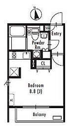 都営大江戸線 牛込柳町駅 徒歩8分の賃貸マンション 4階ワンルームの間取り
